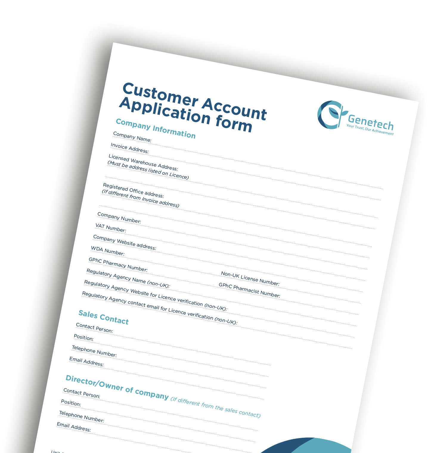 Genetech CustomerAccountForm